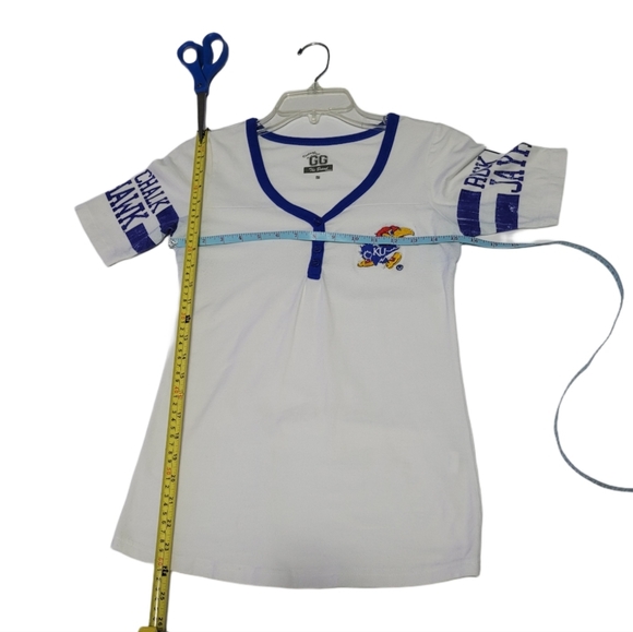 GG The Brand Women's Size Small KU Rock Chalk Jayhawk Pullover V-Neck T-shirt - Picture 5 of 13